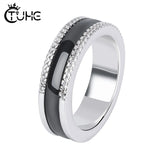 Two Row CZ Crystal Women Rings Never Fade Ceramic Healthy Jewelry Women
