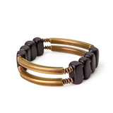 Ebony Copper Beads Bracelet Geometric Bangle Rock Metal Protective Punk