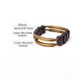 Ebony Copper Beads Bracelet Geometric Bangle Rock Metal Protective Punk