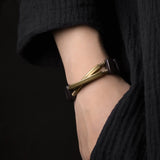 Ebony Copper Beads Bracelet Geometric Bangle Rock Metal Protective Punk