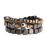 Two Set Suit Ebony Copper Bracelet Oxidized Hammered Charm