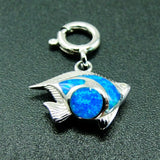 Opal Fish Charms 925 Sterling Silver with Spring Clasp for Bracelet