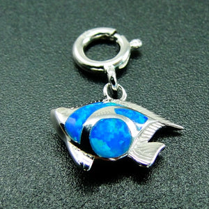 Opal Fish Charms 925 Sterling Silver with Spring Clasp for Bracelet
