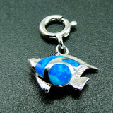 Opal Fish Charms 925 Sterling Silver with Spring Clasp for Bracelet