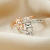 Sterling Silver Rose Plated Ring Setting for Wedding DIY