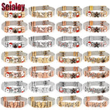 10mm Two Tone Stainless Steel Mesh Bracelet Christmas Theme