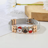 10mm Two Tone Stainless Steel Mesh Bracelet Christmas Theme
