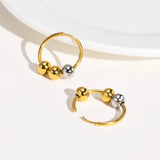 Two Tone Beaded Hoop Earring, Stainless Steel Cas Jewelry