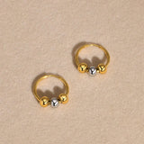 Two Tone Beaded Hoop Earring, Stainless Steel Cas Jewelry
