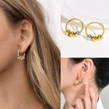 Two Tone Beaded Hoop Earring, Stainless Steel Cas Jewelry