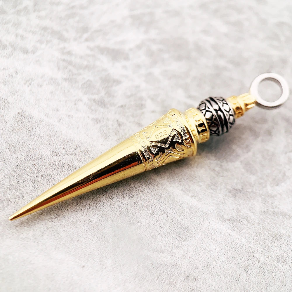 Two-Tone Cone Golden Pendant Vintage Fine Jewelry 925 Sterling Silver