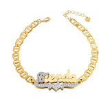 Two Tone Double Layer Heart Name Bracelet