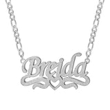 Two Tone Heart Nameplate Pendant Necklace Personalized Jewelry