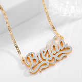 Two Tone Heart Nameplate Pendant Necklace Personalized Jewelry