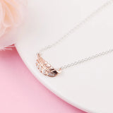 Two-Tone Feather Collier Necklace 925 Sterling Silver Jewelry For Woman