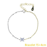 925 Silver Link Chain Bracelet CZ Heart Drop