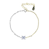Two Tone Silver Delicate Chain CZ 925 Sterling Silver Minimal Bracelet