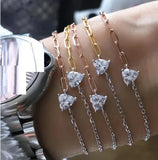 Two Tone Silver Delicate Chain CZ 925 Sterling Silver Minimal Bracelet