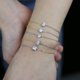 Two Tone Silver Delicate Chain CZ 925 Sterling Silver Minimal Bracelet