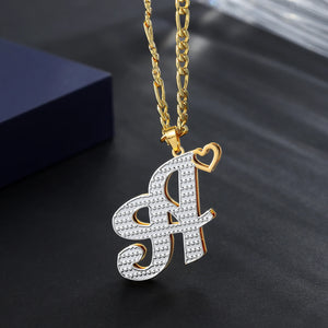 Two-Tone Initial Letter Necklace Personalized Double Plated Pendant