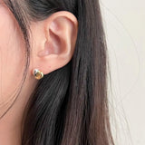 Two-Tone Korea 925 Sterling Silver Wave Half Heart Earrings