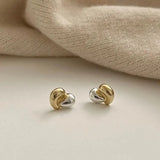 Two-Tone Korea 925 Sterling Silver Wave Half Heart Earrings