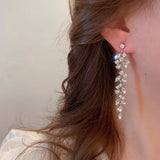 Two Tone Leaf Women's Carbon Zircon Earrings Wedding Pendant Gift