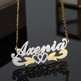 Personalized Two-Tone Name Necklace Women Custom Double Names Pendant