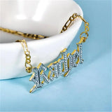 Two Tone Old English Font Personalized Name Necklace