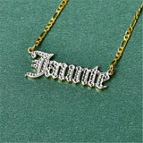 Two Tone Old English Font Personalized Name Necklace