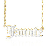Two Tone Old English Font Personalized Name Necklace