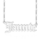 Two Tone Old English Font Personalized Name Necklace