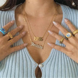 Two Tone Old English Font Personalized Name Necklace