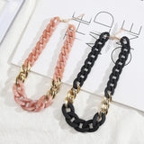 Tortoise Shell Resin Flat Cuban Link Choker Necklace Acrylic Matte Women Jewelry