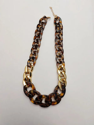 Tortoise Shell Resin Flat Cuban Link Choker Necklace Acrylic Matte Women Jewelry