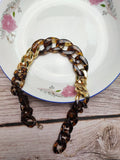 Tortoise Shell Resin Flat Cuban Link Choker Necklace Acrylic Matte Women Jewelry