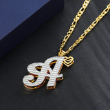 Two-Tone Initial Letter Necklace Double Plated Pendant