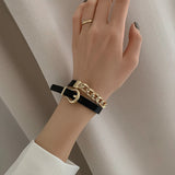 Two Way Colour Leather Stitched Chokers Necklace For Woman Jewelry