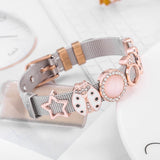 Two-tone Pink Ladybug Bracelet for Women with Star Charms - DIY Jewelry Gift