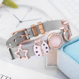 Two-tone Pink Ladybug Bracelet for Women with Star Charms - DIY Jewelry Gift