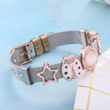 Two-tone Pink Ladybug Bracelet for Women with Star Charms - DIY Jewelry Gift