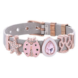 Two-color Stainless Steel Mesh Bracelet Set with Crystal Star Charms