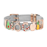 Two-color Stainless Steel Mesh Bracelet Set with Crystal Star Charms