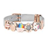 Two-color Stainless Steel Mesh Bracelet Set with Crystal Star Charms