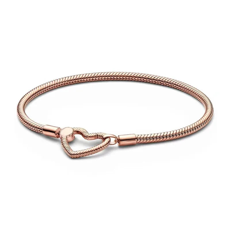 Heart-Shaped 925 Silver Bracelet for Original Charm DIY Anniversary