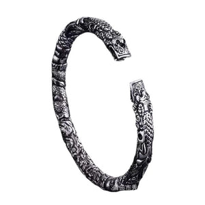 Two-ring Bangles Retro S925 Silver Double Dragon Bracelet Gift