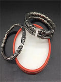 Two-ring Bangles Retro S925 Silver Double Dragon Bracelet Gift
