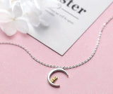 925 Sterling Silver Bunny Rabbit Moon Necklace Pendant