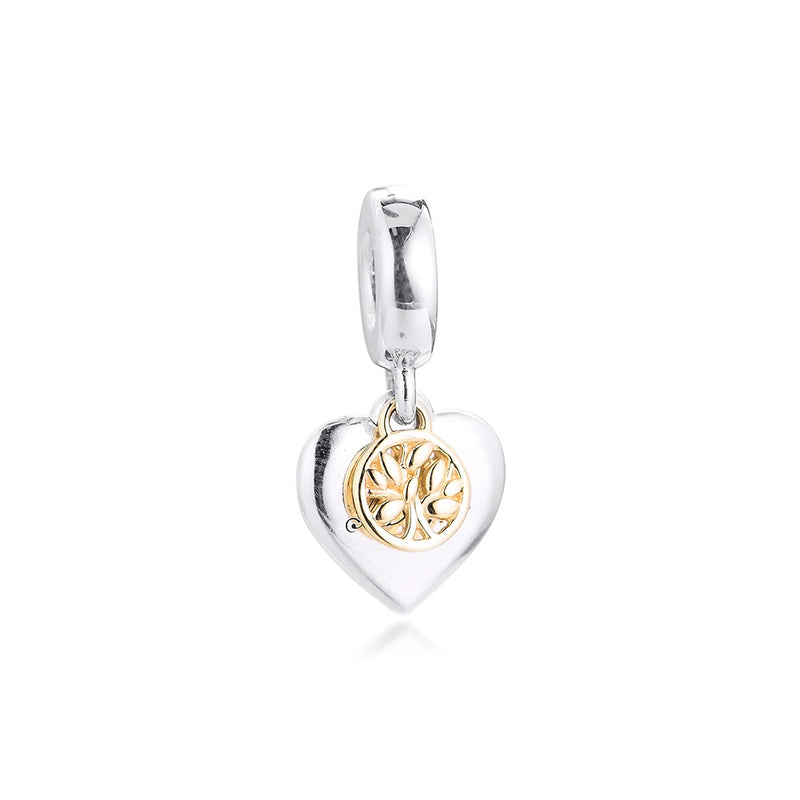 Two-tone Family Tree & Heart Mother's Beads For Jewelry Making