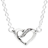 2-Tone Heart & Flower Interlocked Necklace 925 Silver DIY Jewelry